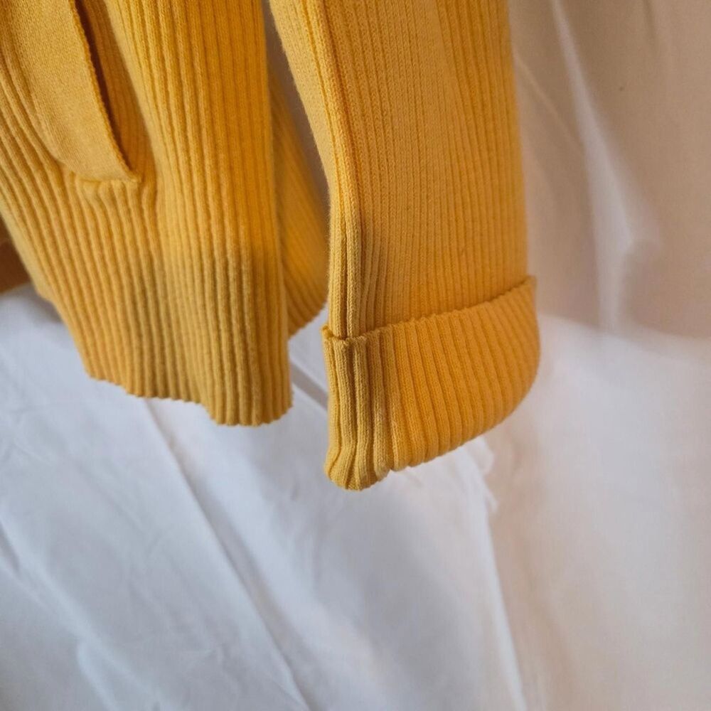 Charter Club Ribbed Cardigan Sweater XL Yellow Button Front Cotton Blend Knit - Picture 4 of 9